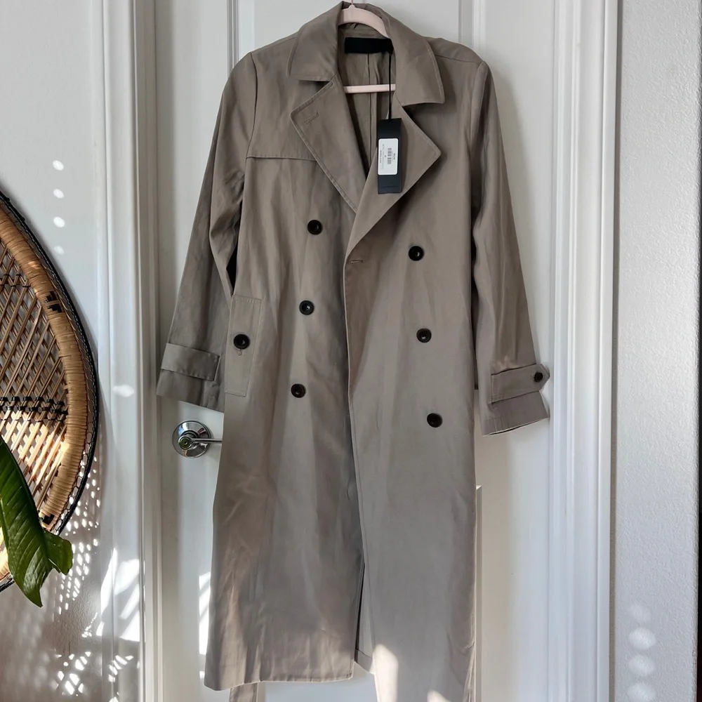 Jenni Kayne Women's Belted Cotton Blend Trench Coat‎ Light Tan Size Medium NWT